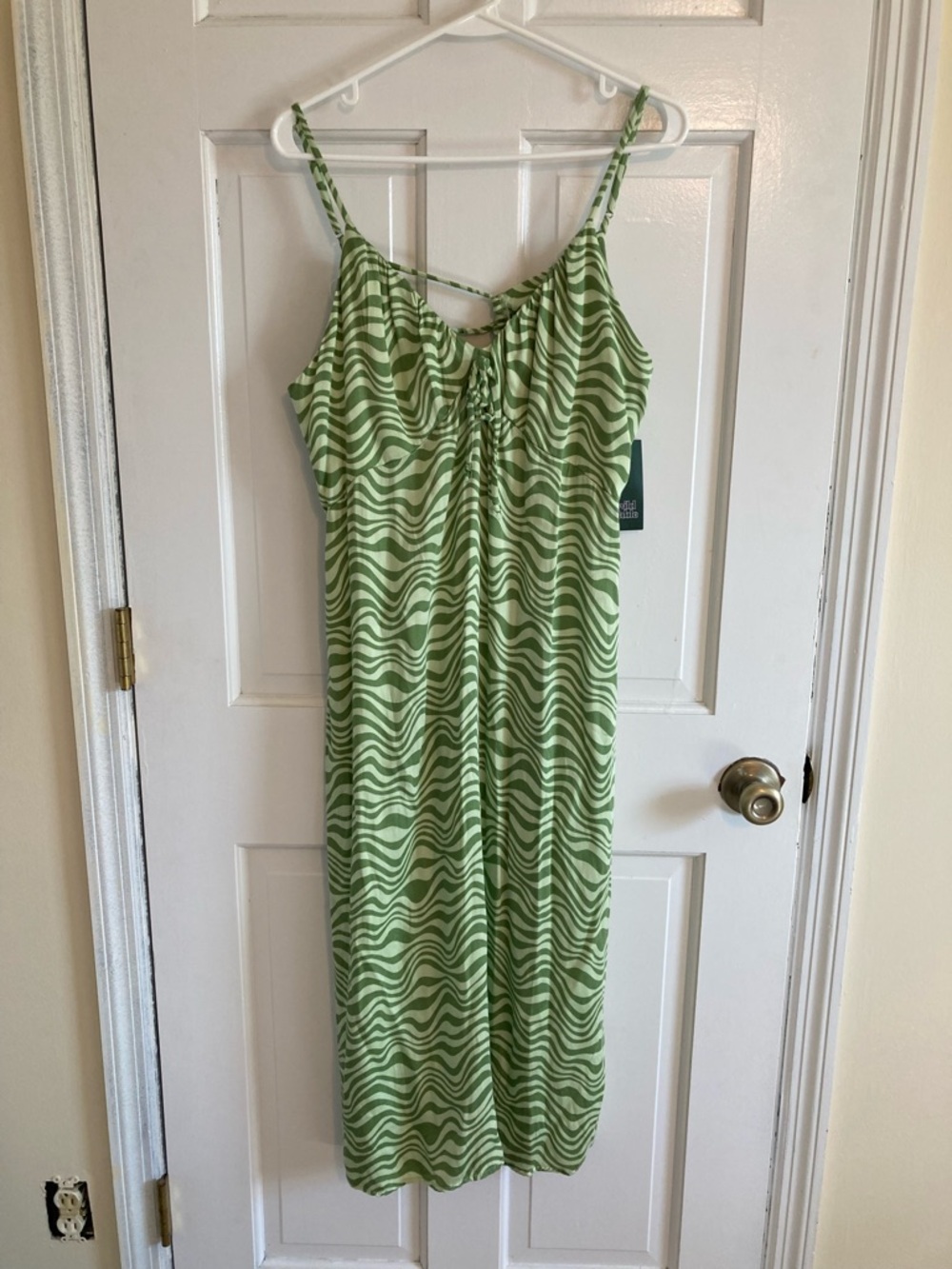 wild fable Light Green Wave-Print Slip Dress